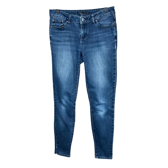 Prana Denim - Prana Women's Blue Dark Wash Denim Whiskered Skinny Jeans Size 4 Short